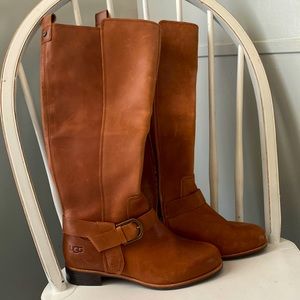 NWOT UGG Australia Ridding Boots Chestnut Brown Katelyn Leather Tall Size 6